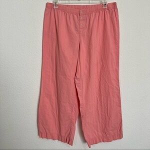 Bath & Body Works Cotton Pink w Lime Green Pin Stripe PJ Lounge Sleep Pants L/XL